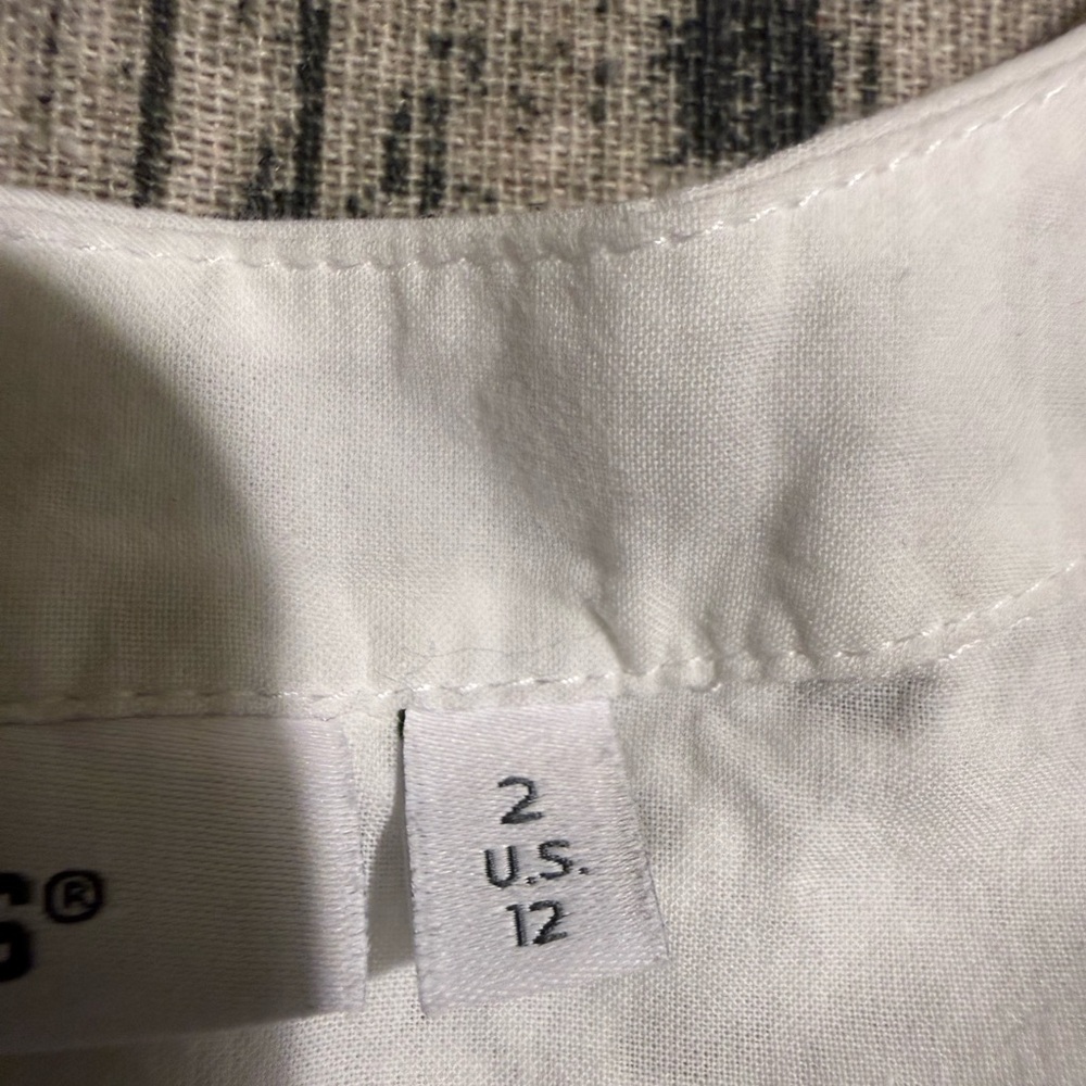 Chico’s White Eyelet Tiered V Neck Dress 12 Cottagecore Cotton Summer Spring - Picture 10 of 17